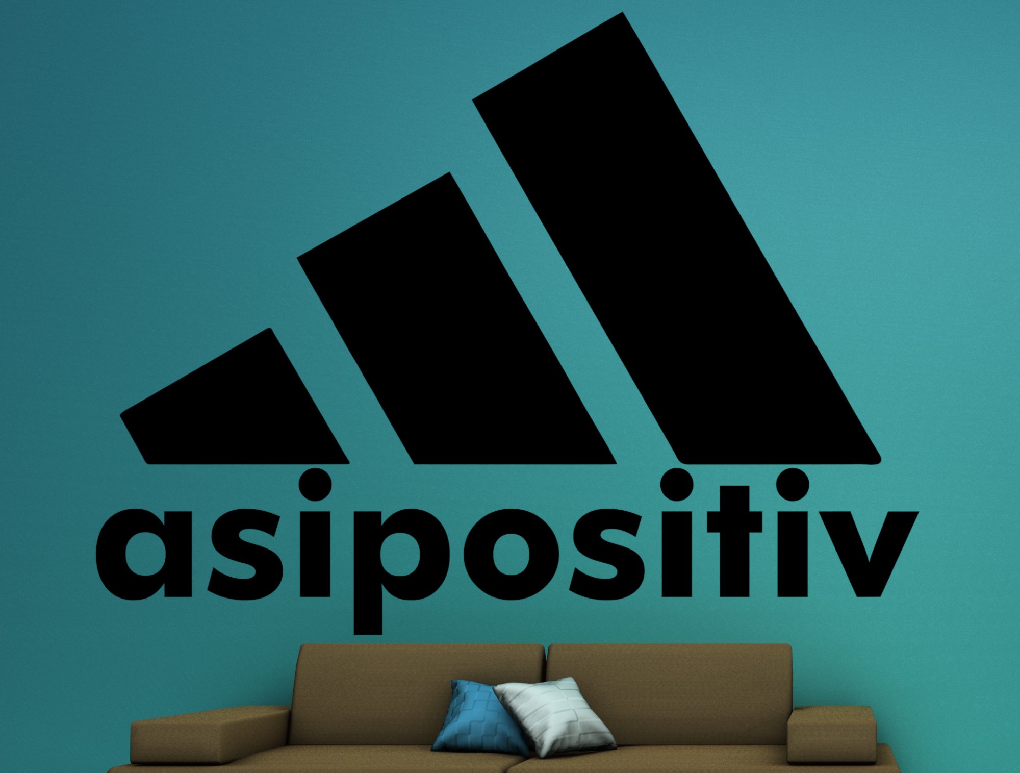 46360 Asipositiv Wandtattoo blaue Wand-braunes Sofa Mein-Motiv-de